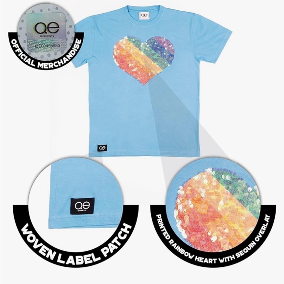 🌈 NWT! Unisex Rainbow Sequin Heart TShirt - Picture 8 of 12